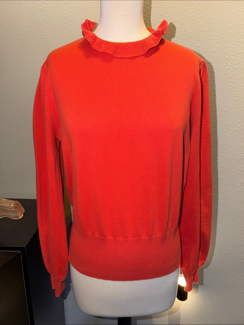 Who What Wear Coral Ruffle-Neck Crew Sweater